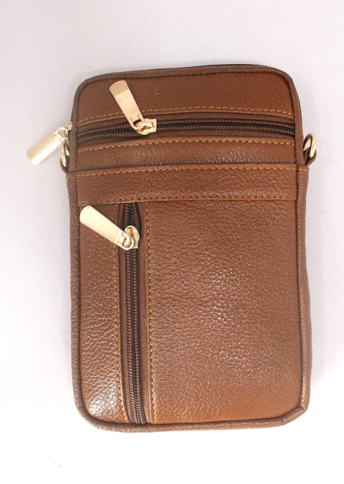 Rank Mini  Genuine Leather Tan Sling Bag